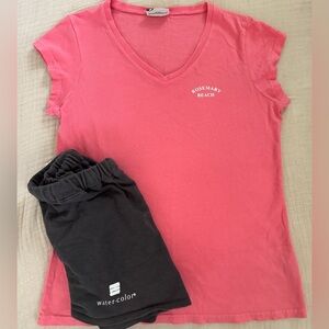 Rosemary Beach Women's Spirit Jersey Fitted V Nevk Shortless Tee   Sz L